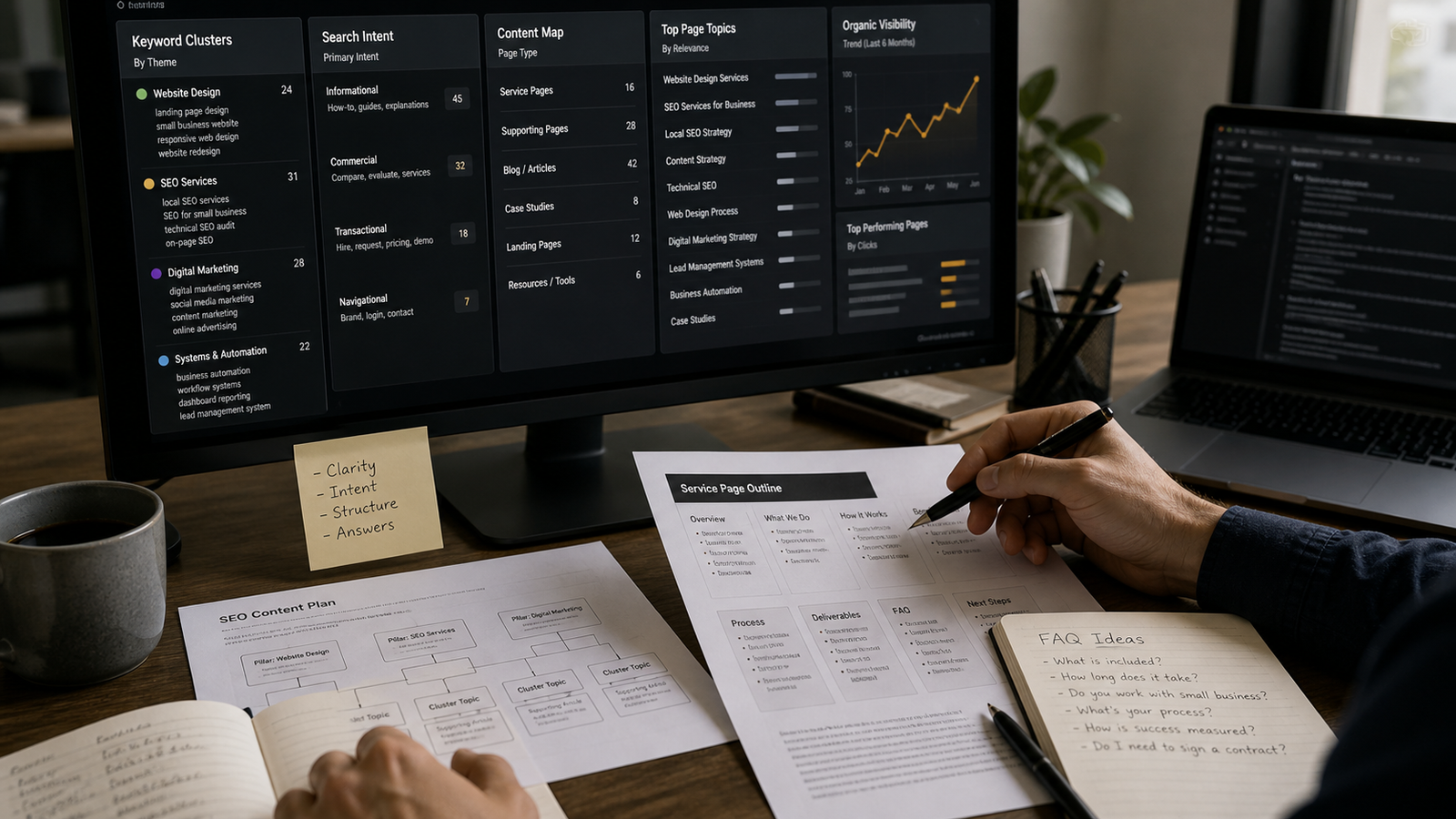 SEO construit autour des questions que les acheteurs posent réellement.